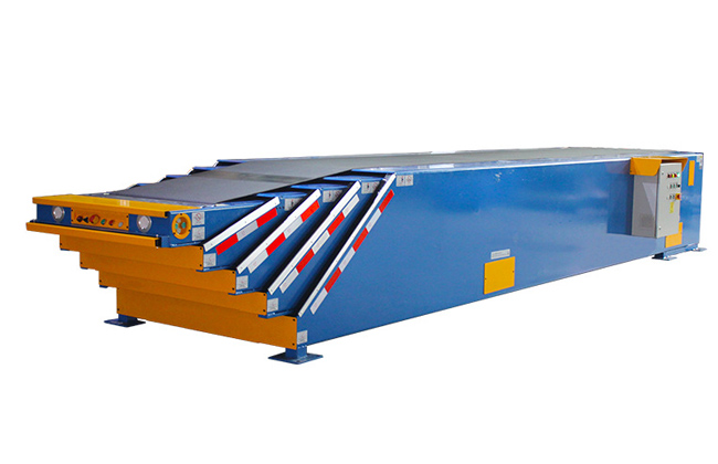 它可以在長度方向上自由伸縮，隨時控制輸送機的長度