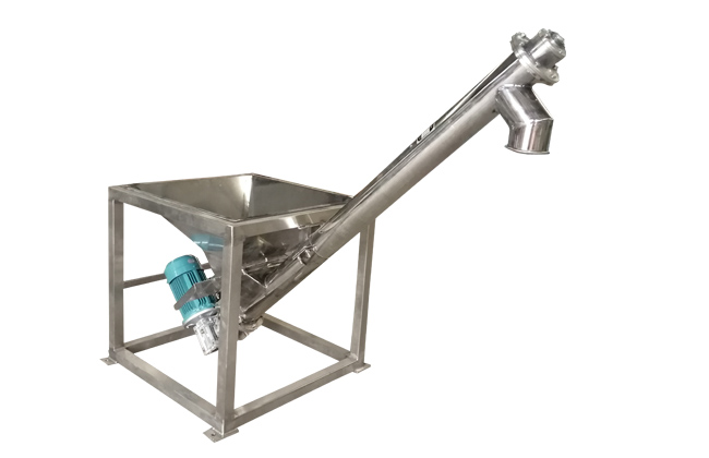 電機(jī)帶動(dòng)螺旋回轉(zhuǎn)，推移物料以實(shí)現(xiàn)輸送目的的設(shè)備