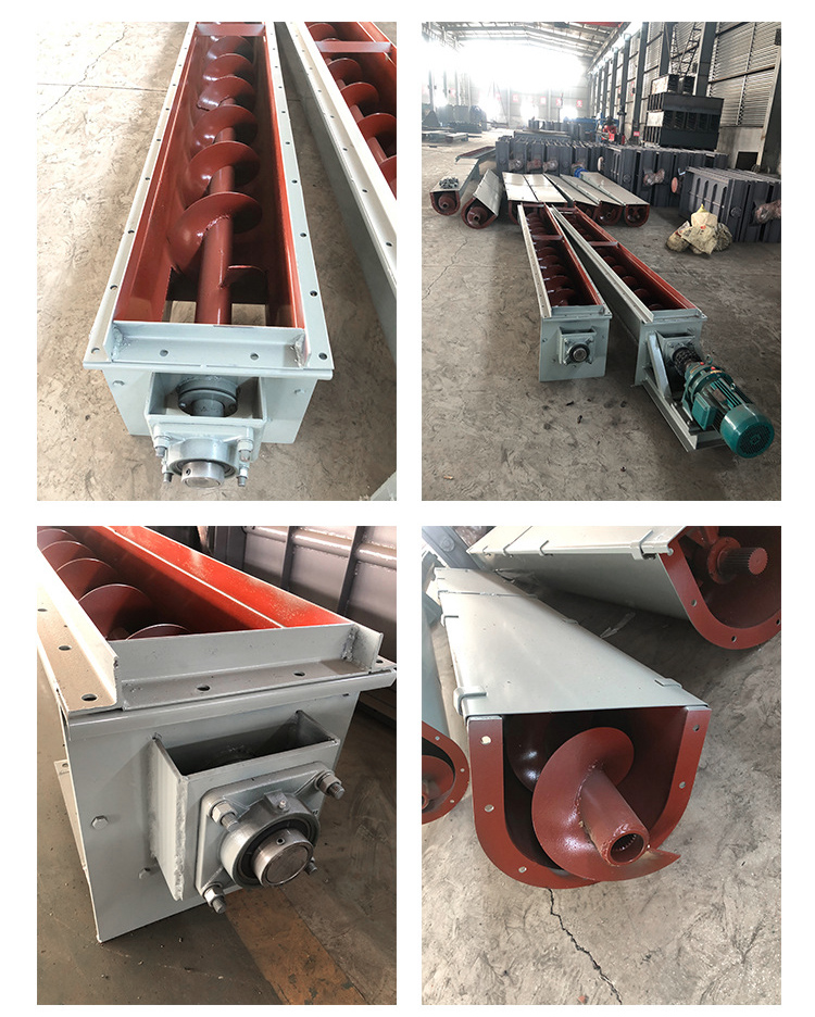 U型螺旋輸送機(jī)細(xì)節(jié)展示，采用不銹鋼材質(zhì)，輸送穩(wěn)定